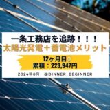 【累積223,947円】一条工務店の太陽光発電＋蓄電池メリット・電気代・売電量を公開します｜2024年8月