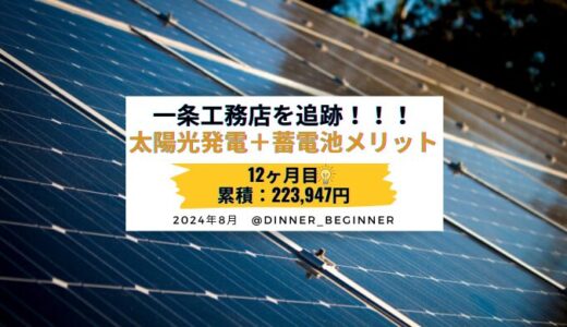 【累積223,947円】一条工務店の太陽光発電＋蓄電池メリット・電気代・売電量を公開します｜2024年8月