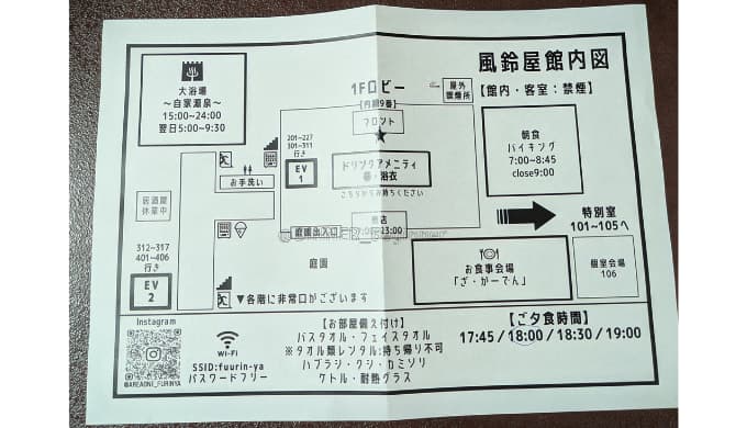 月岡温泉　風鈴屋：館内図